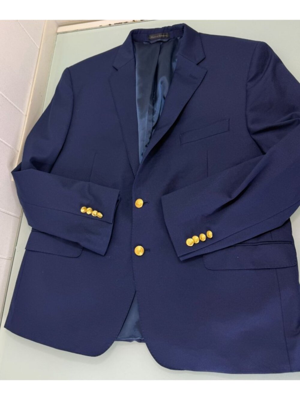 Ralph Lauren Jacket 44S Blazer Ultra Tech Lockhart Gold Buttons Coolmax Travel